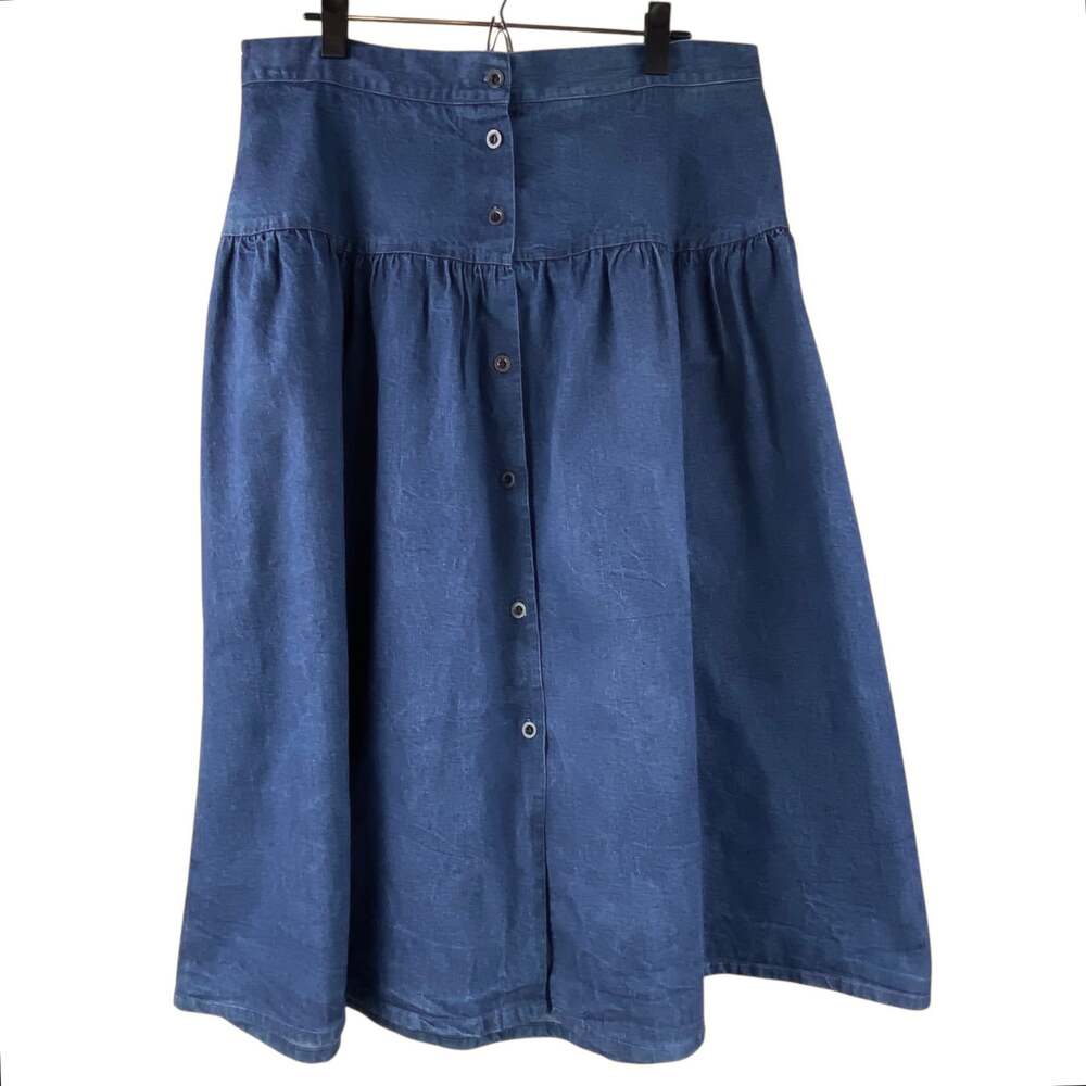 Vintage Venezia Denim Jean Midi Skirt Button Front Size L